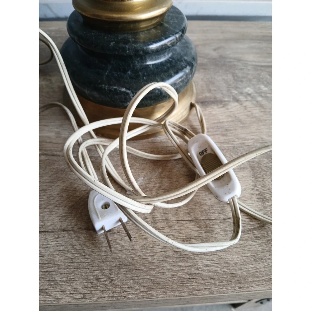 Asian Style Green Marble And Brass‎ Table Lamp